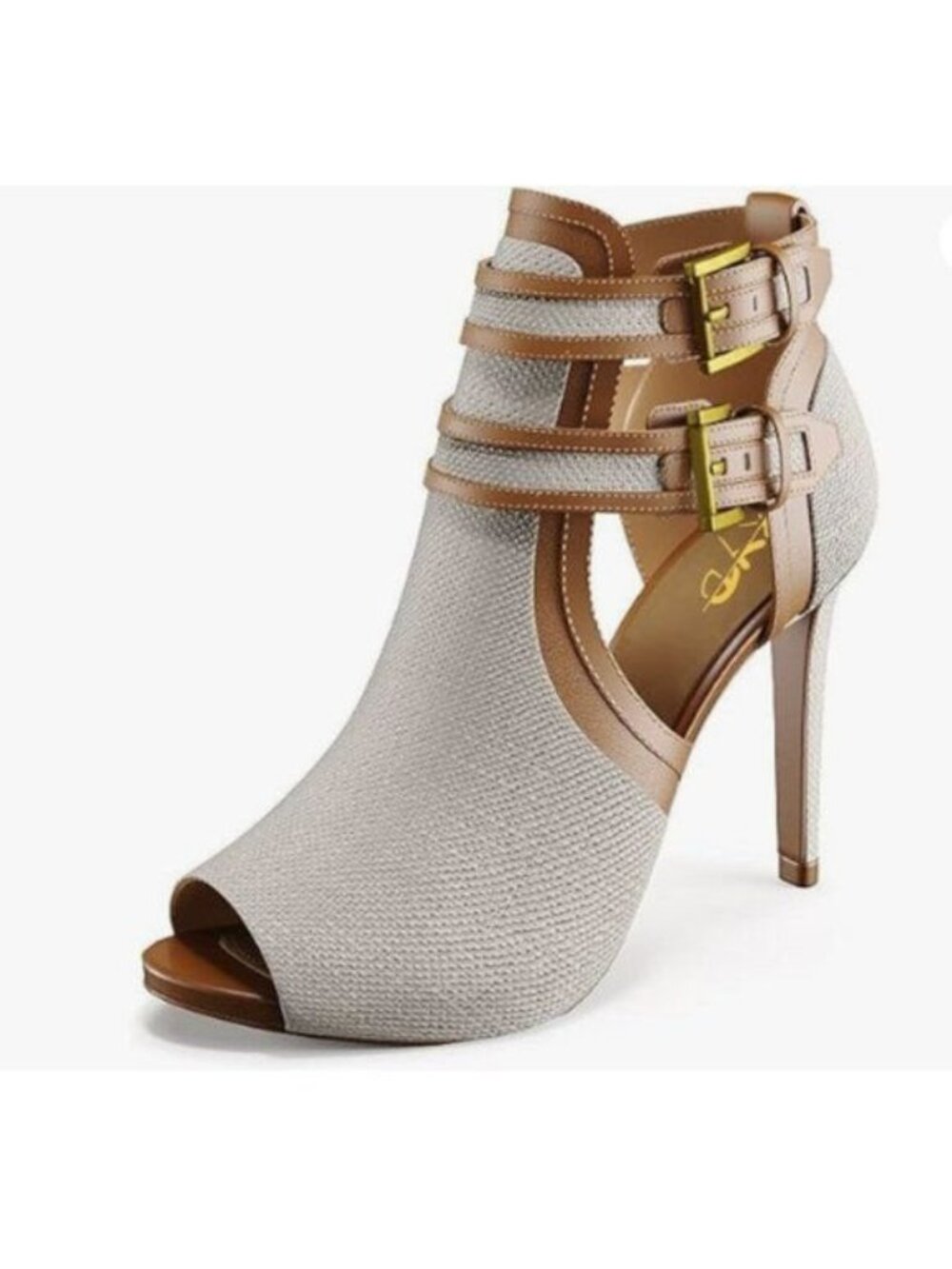 XYD Women Peep Toe Ankle Bootie High Heels Buckled Double Straps Cutout Pumps